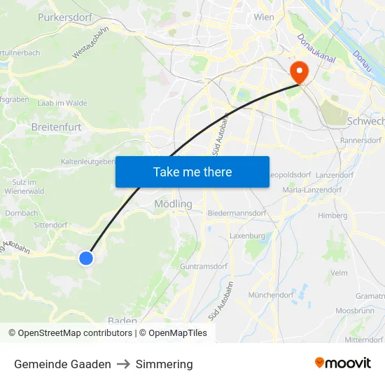 Gemeinde Gaaden to Simmering map