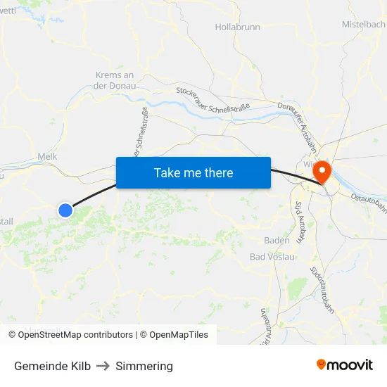 Gemeinde Kilb to Simmering map