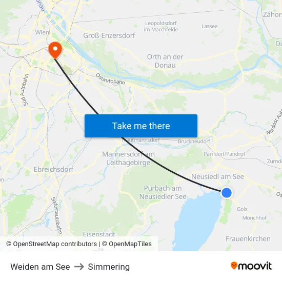 Weiden am See to Simmering map