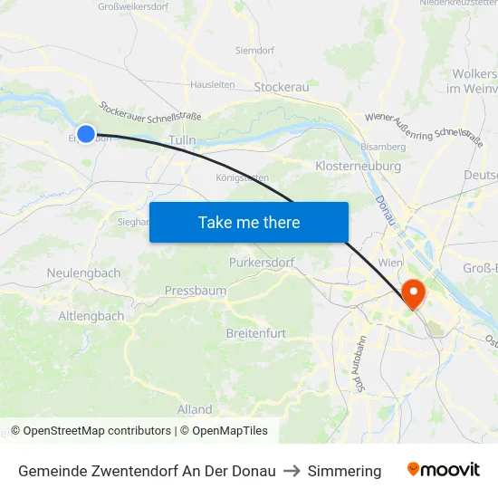 Gemeinde Zwentendorf An Der Donau to Simmering map