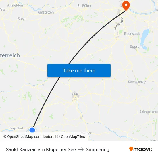 Sankt Kanzian am Klopeiner See to Simmering map