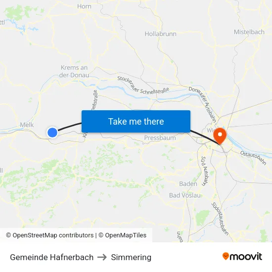 Gemeinde Hafnerbach to Simmering map