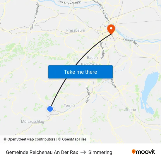 Gemeinde Reichenau An Der Rax to Simmering map