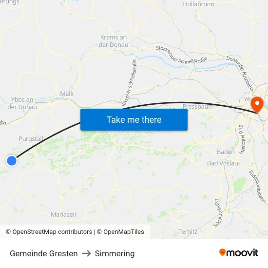 Gemeinde Gresten to Simmering map