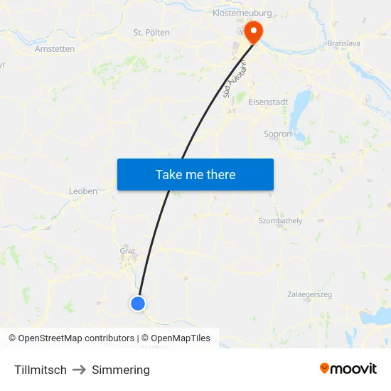 Tillmitsch to Simmering map