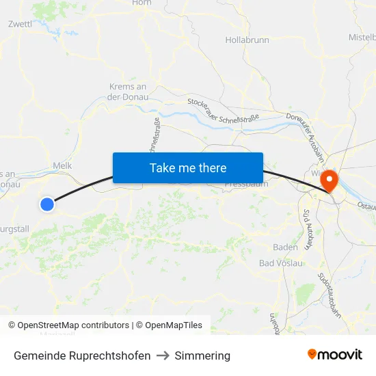 Gemeinde Ruprechtshofen to Simmering map