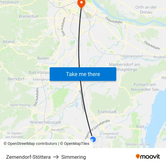 Zemendorf-Stöttera to Simmering map