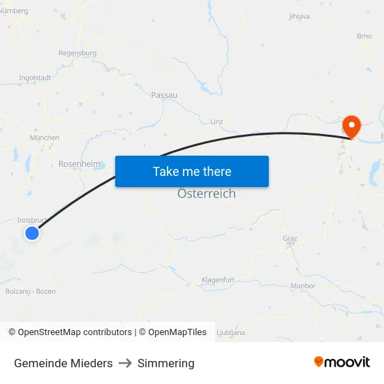 Gemeinde Mieders to Simmering map