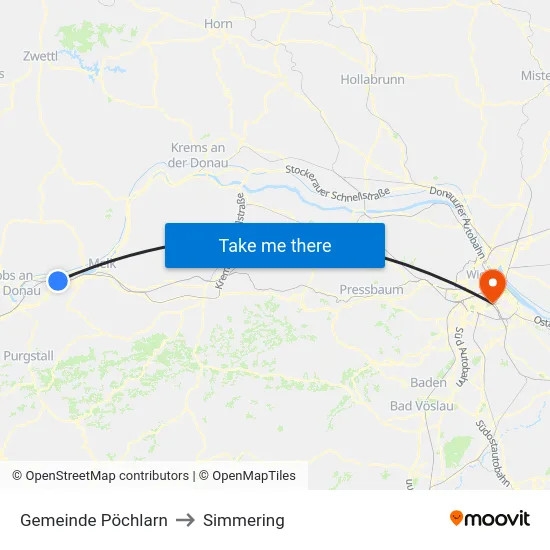 Gemeinde Pöchlarn to Simmering map