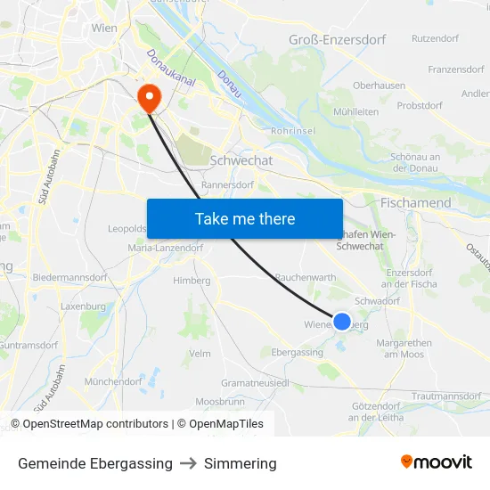 Gemeinde Ebergassing to Simmering map