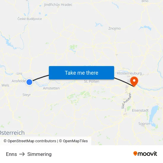 Enns to Simmering map