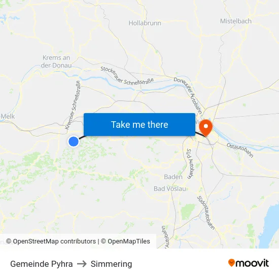 Gemeinde Pyhra to Simmering map