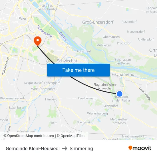 Gemeinde Klein-Neusiedl to Simmering map