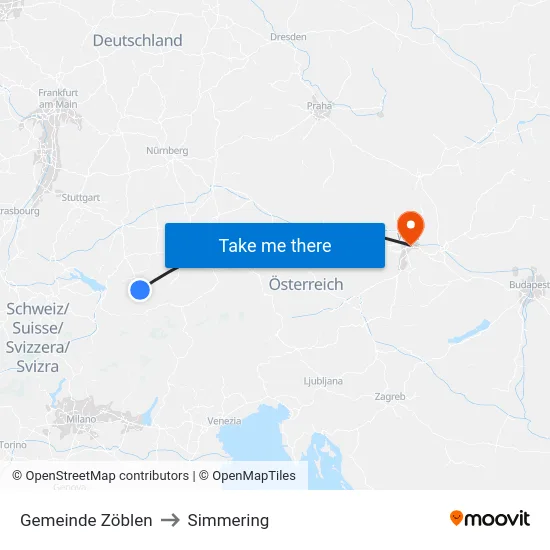 Gemeinde Zöblen to Simmering map