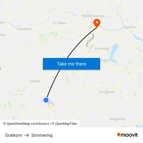 Gratkorn to Simmering map