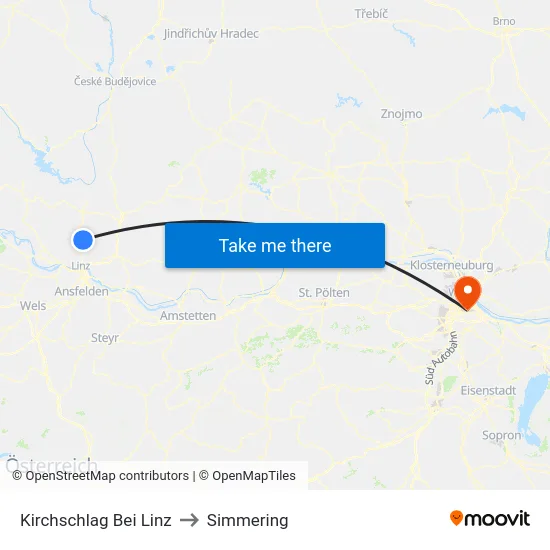 Kirchschlag Bei Linz to Simmering map