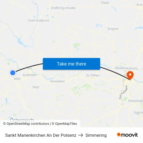Sankt Marienkirchen An Der Polsenz to Simmering map