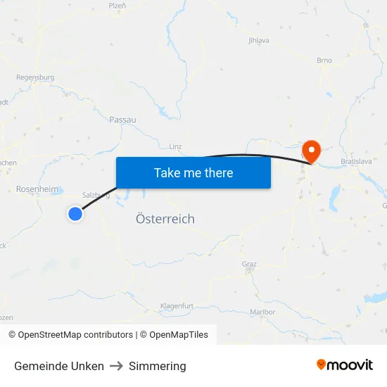 Gemeinde Unken to Simmering map