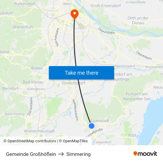 Gemeinde Großhöflein to Simmering map
