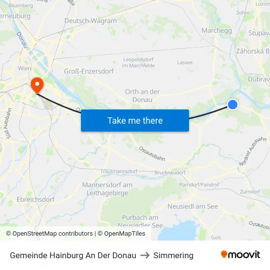 Gemeinde Hainburg An Der Donau to Simmering map