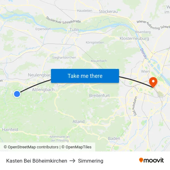 Kasten Bei Böheimkirchen to Simmering map