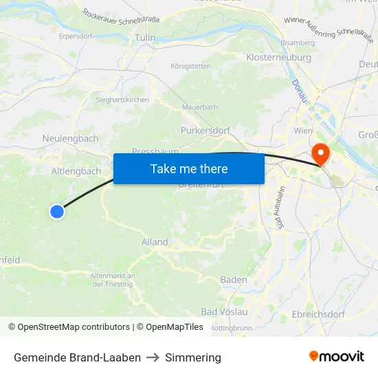 Gemeinde Brand-Laaben to Simmering map