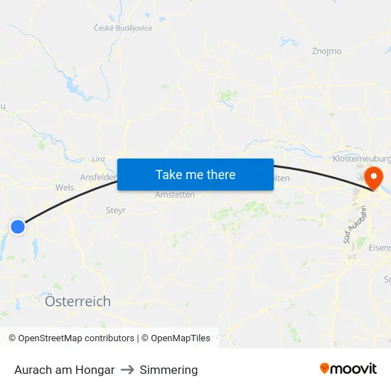Aurach am Hongar to Simmering map