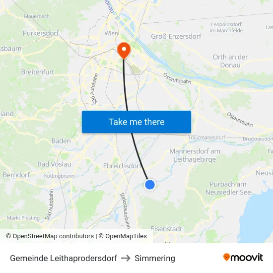 Gemeinde Leithaprodersdorf to Simmering map