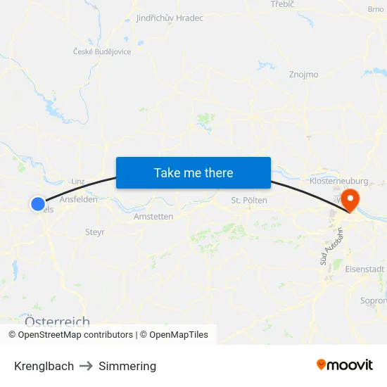 Krenglbach to Simmering map