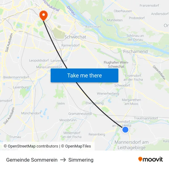 Gemeinde Sommerein to Simmering map