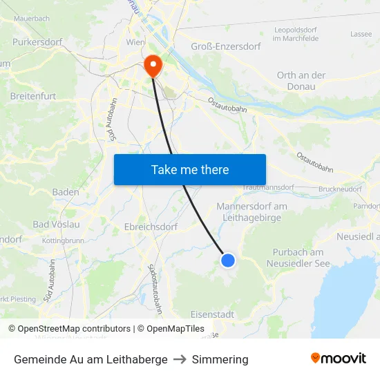 Gemeinde Au am Leithaberge to Simmering map