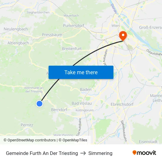 Gemeinde Furth An Der Triesting to Simmering map