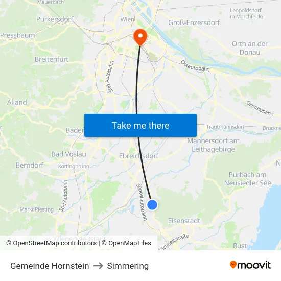 Gemeinde Hornstein to Simmering map