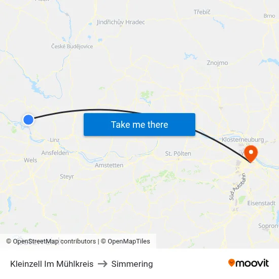 Kleinzell Im Mühlkreis to Simmering map