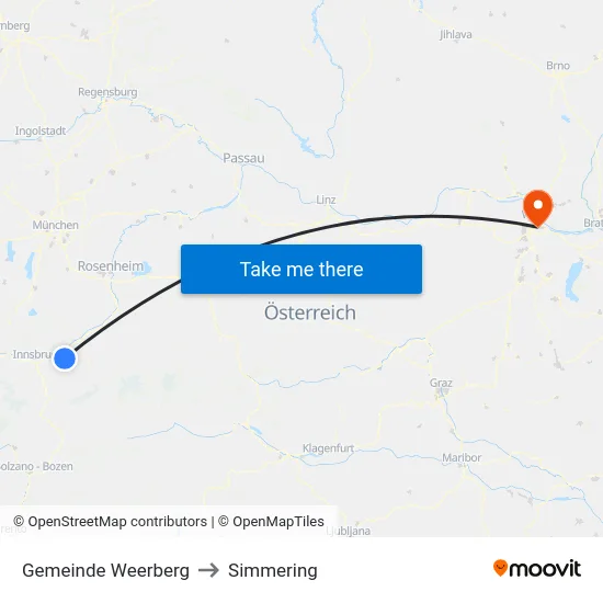 Gemeinde Weerberg to Simmering map