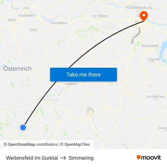 Weitensfeld Im Gurktal to Simmering map