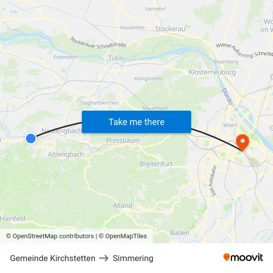 Gemeinde Kirchstetten to Simmering map