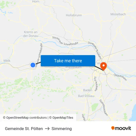 Gemeinde St. Pölten to Simmering map
