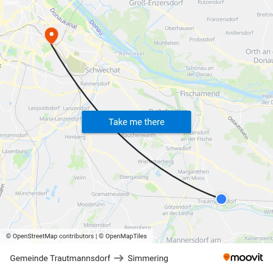 Gemeinde Trautmannsdorf to Simmering map