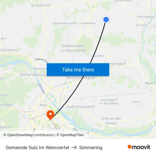 Gemeinde Sulz Im Weinviertel to Simmering map