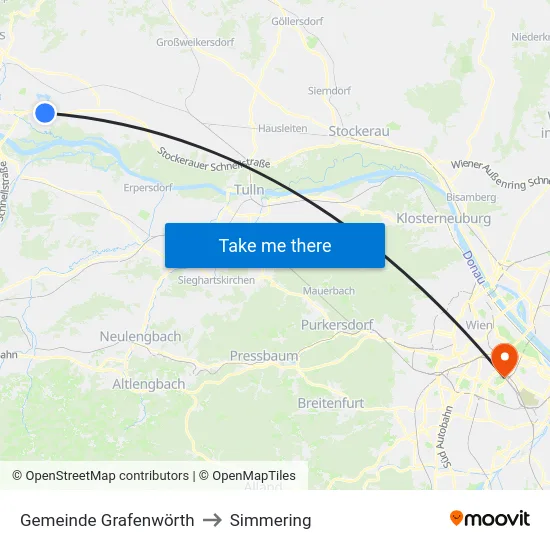 Gemeinde Grafenwörth to Simmering map