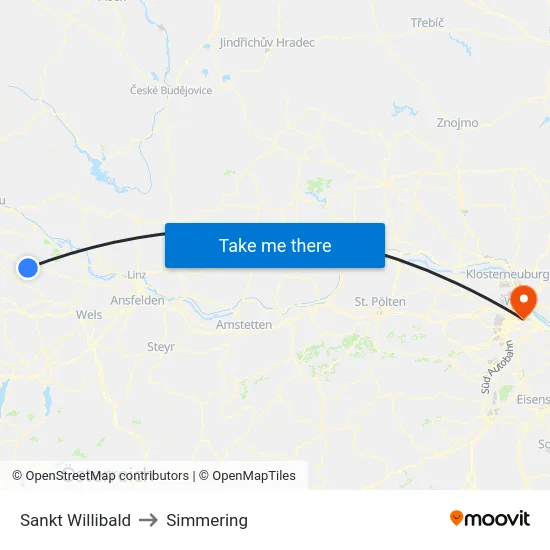 Sankt Willibald to Simmering map