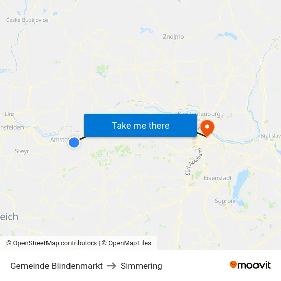 Gemeinde Blindenmarkt to Simmering map