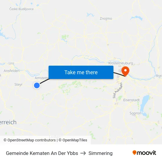 Gemeinde Kematen An Der Ybbs to Simmering map