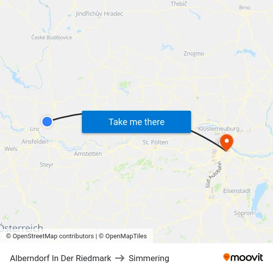 Alberndorf In Der Riedmark to Simmering map