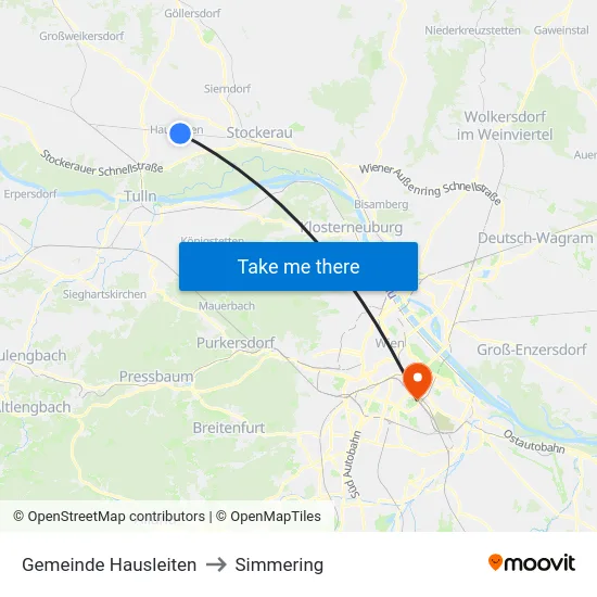 Gemeinde Hausleiten to Simmering map