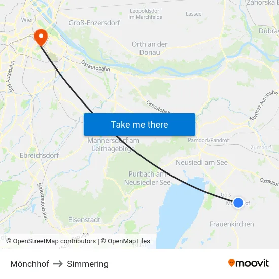 Mönchhof to Simmering map
