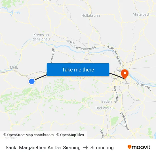 Sankt Margarethen An Der Sierning to Simmering map