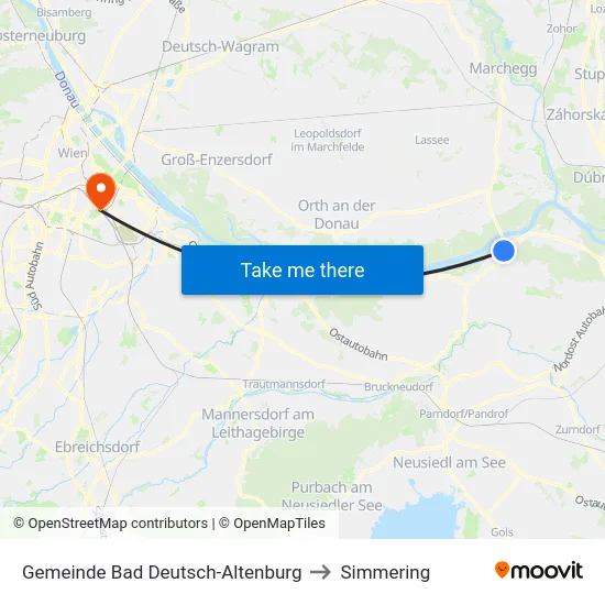 Gemeinde Bad Deutsch-Altenburg to Simmering map