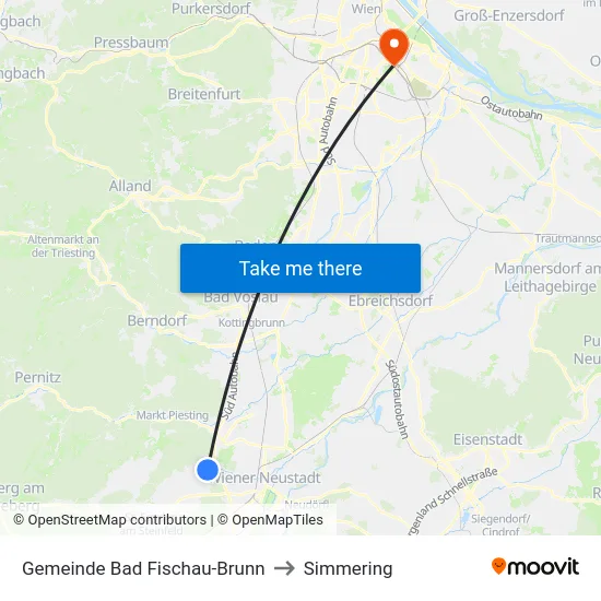Gemeinde Bad Fischau-Brunn to Simmering map